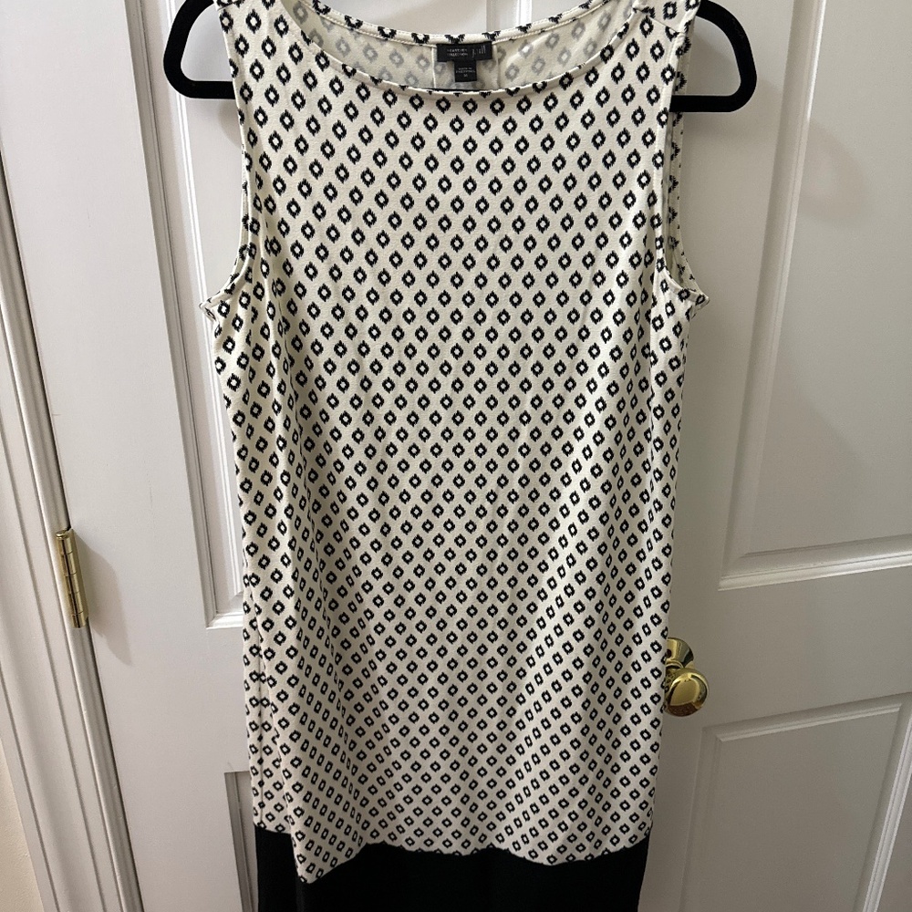 JJill wearever sleeveless black white dress M excellent condition